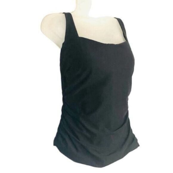 Athleta Square Neck Bra Cup Swim Tankini Black UPF 50+ Beach Vacation 34 B/C - Picture 5 of 13
